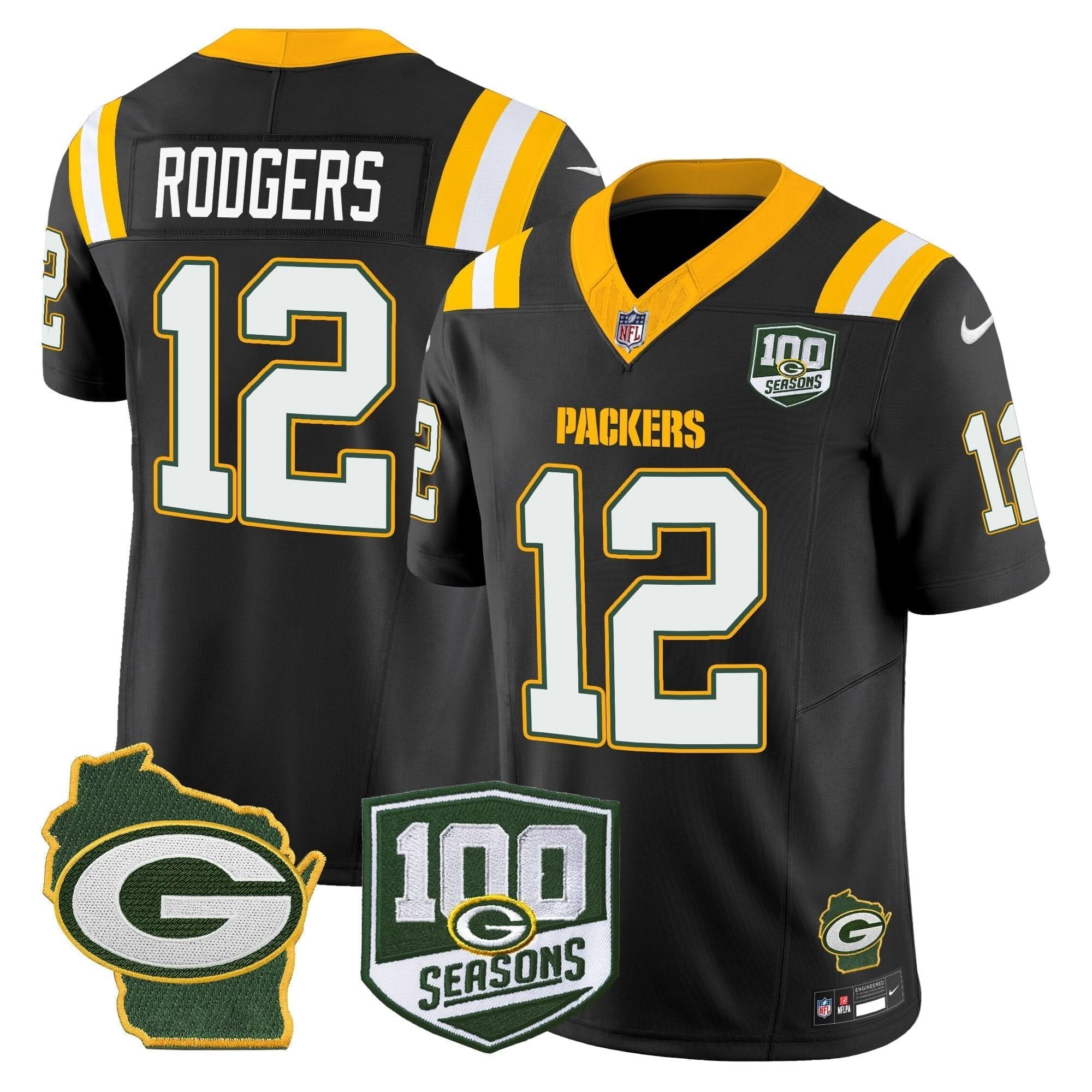 GB 100th Season & Home Patch Vapor Limited Jersey