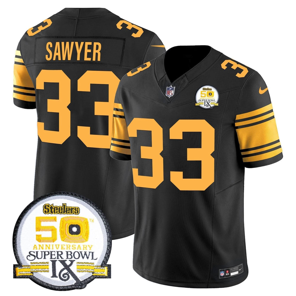PIT 50th Anniversary Of Super Bowl IX Patch Vapor Limited Jersey