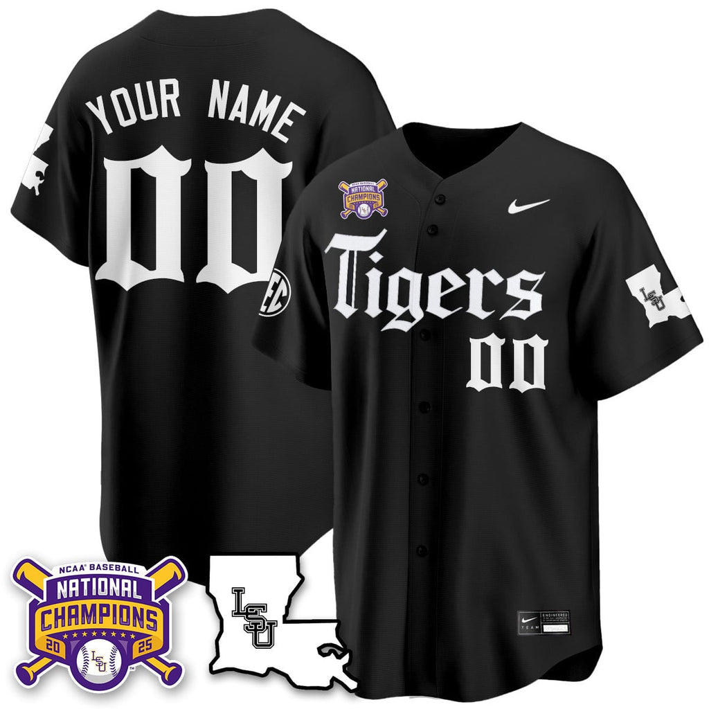 Youth's LSU Tigers 2025 World Series Champions 'Gothic Geaux Edition' Jersey - All Stitched
