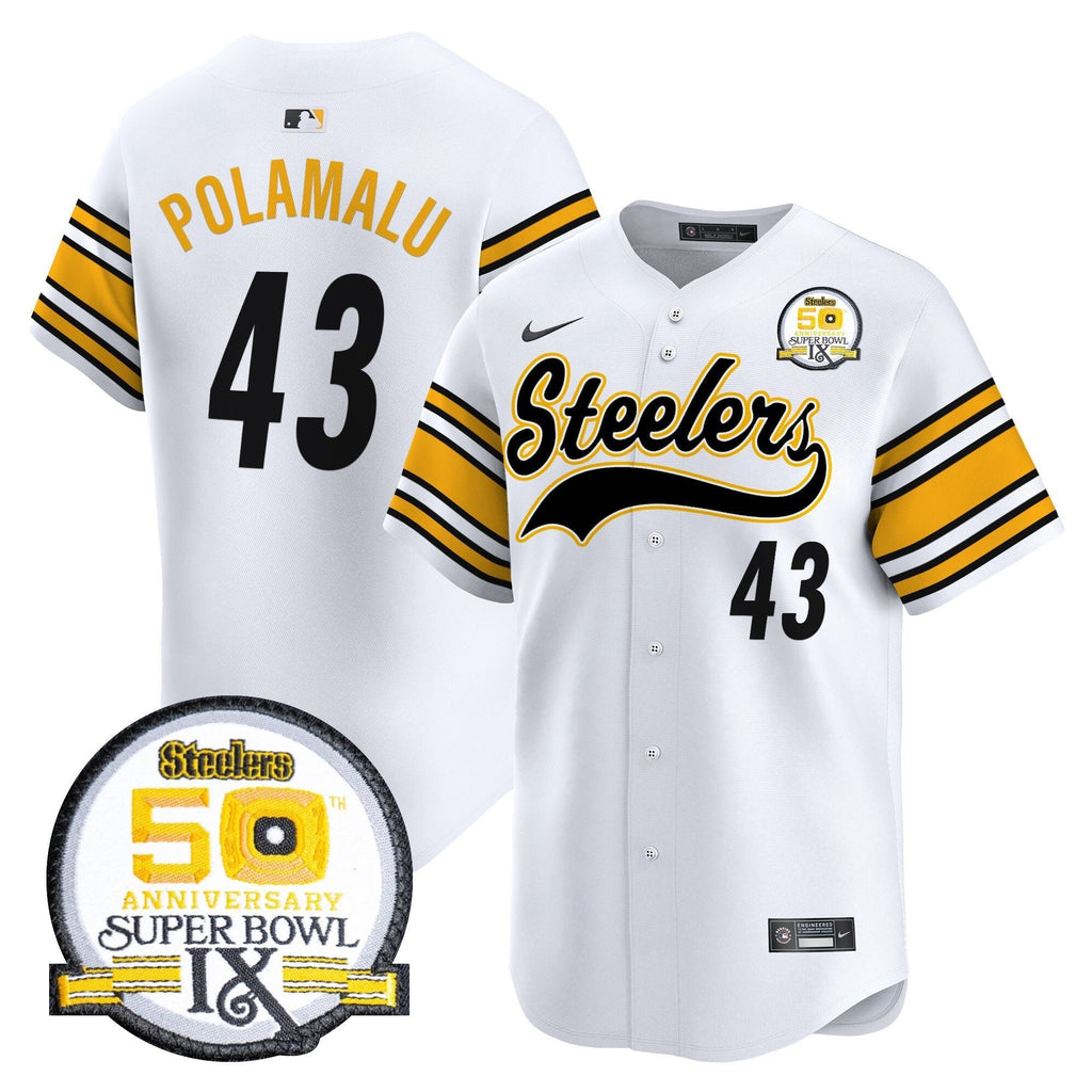 PIT 50th Anniversary Of Super Bowl IX Patch Vapor Premier Baseball Jersey - All Stitched