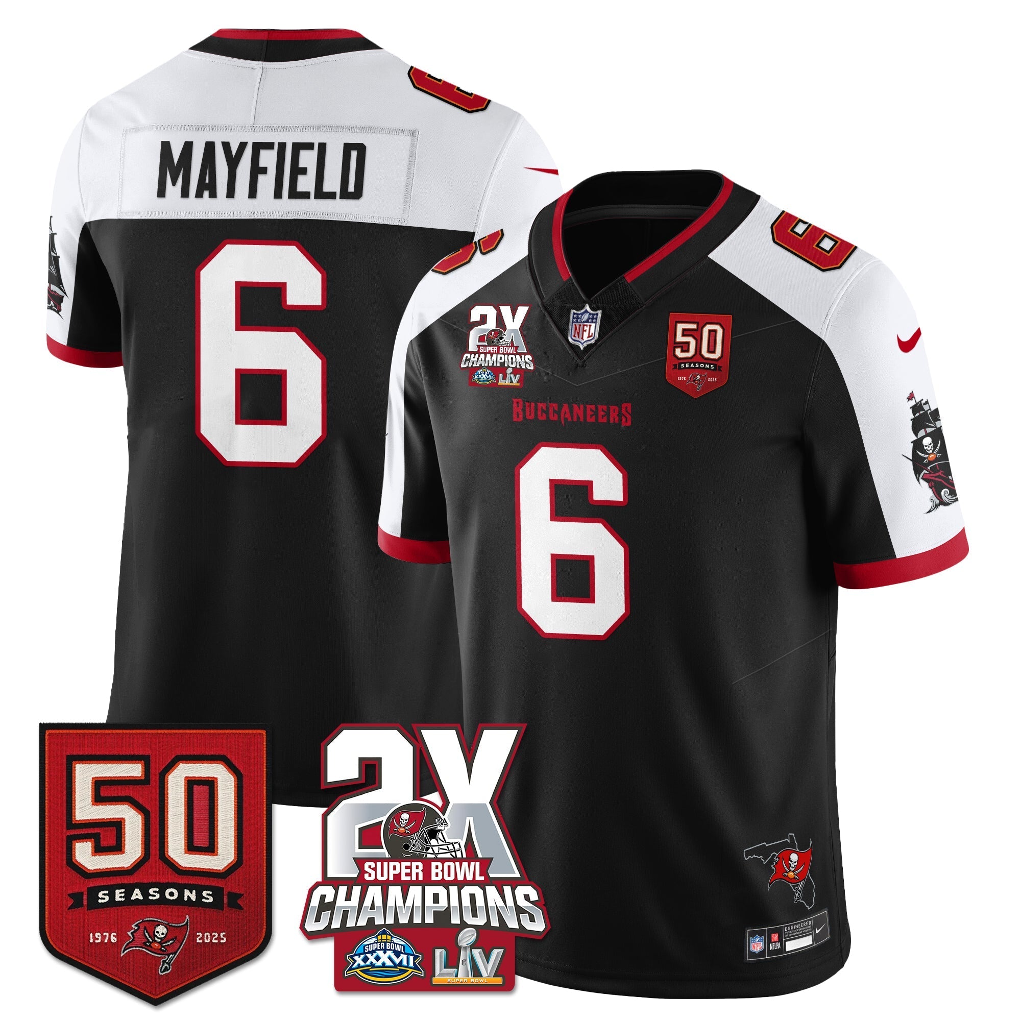 TB 2-Time Champions Patch Vapor Limited Jersey