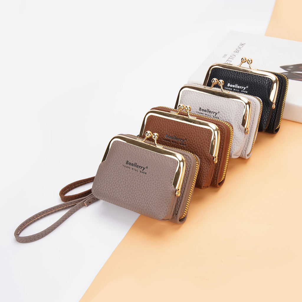 Wallet Women's Fashion Wrist Strap Short Wallet Large Capacity Coin Clip Bag Multiple Card Positions Card Bag Change Purse