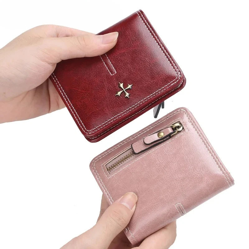 Luxury Fashion Small Women Leather Wallet With Coin Pocket Slim Purse Ladies Credit Card Holder For Female MIni Money Bag