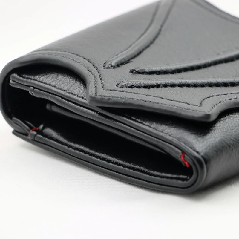 Vegan Black faux leather bat wing wallet Money Card Holders with 3 card slots，Gothic man Handbags Clutch