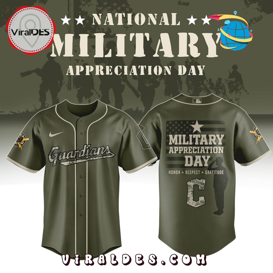 Cleveland Guardians MLB Military Appreciation Day Baseball Jersey