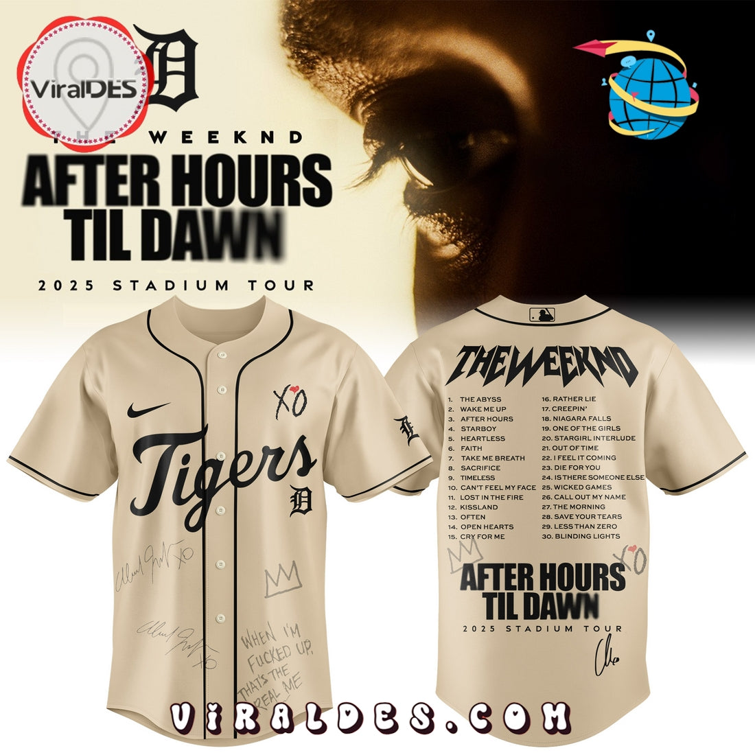 Detroit Tigers x The Weeknd After Hours Til Dawn Baseball Jersey