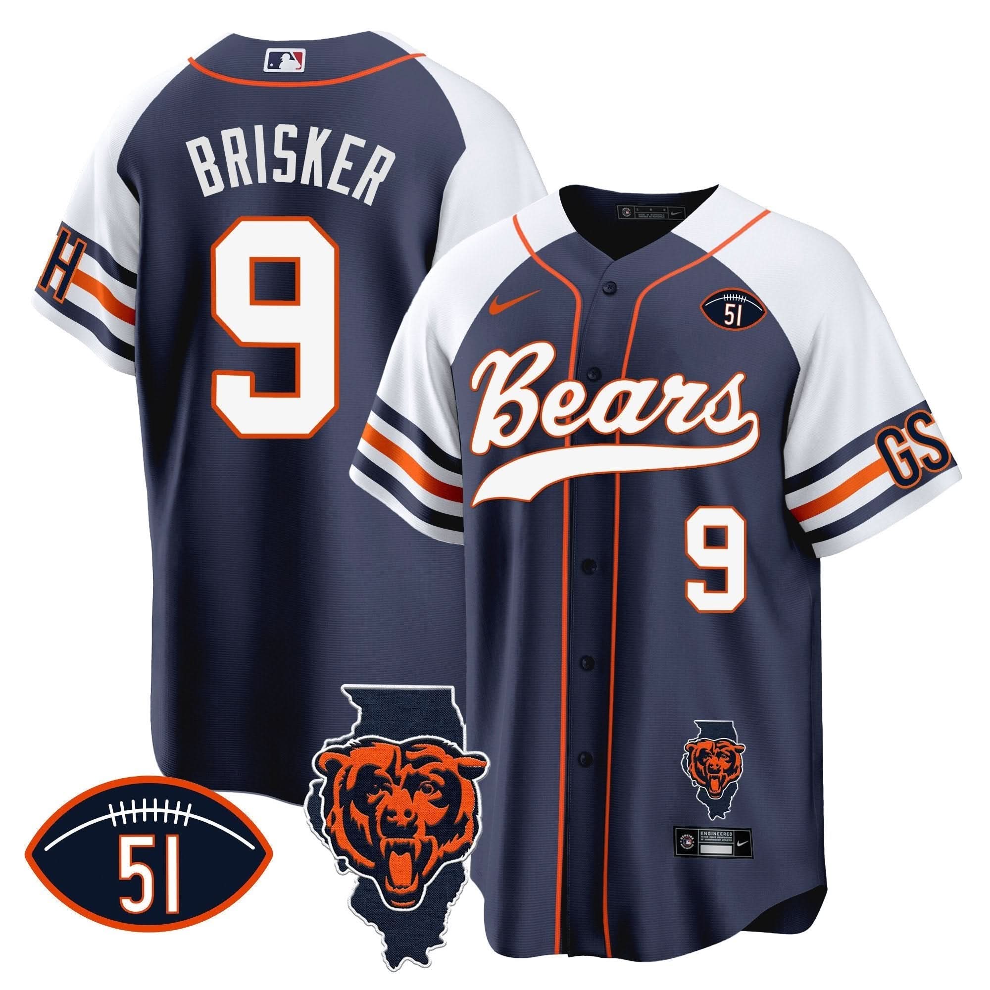 CHI Illinois Patch Baseball Jersey - All Stitched