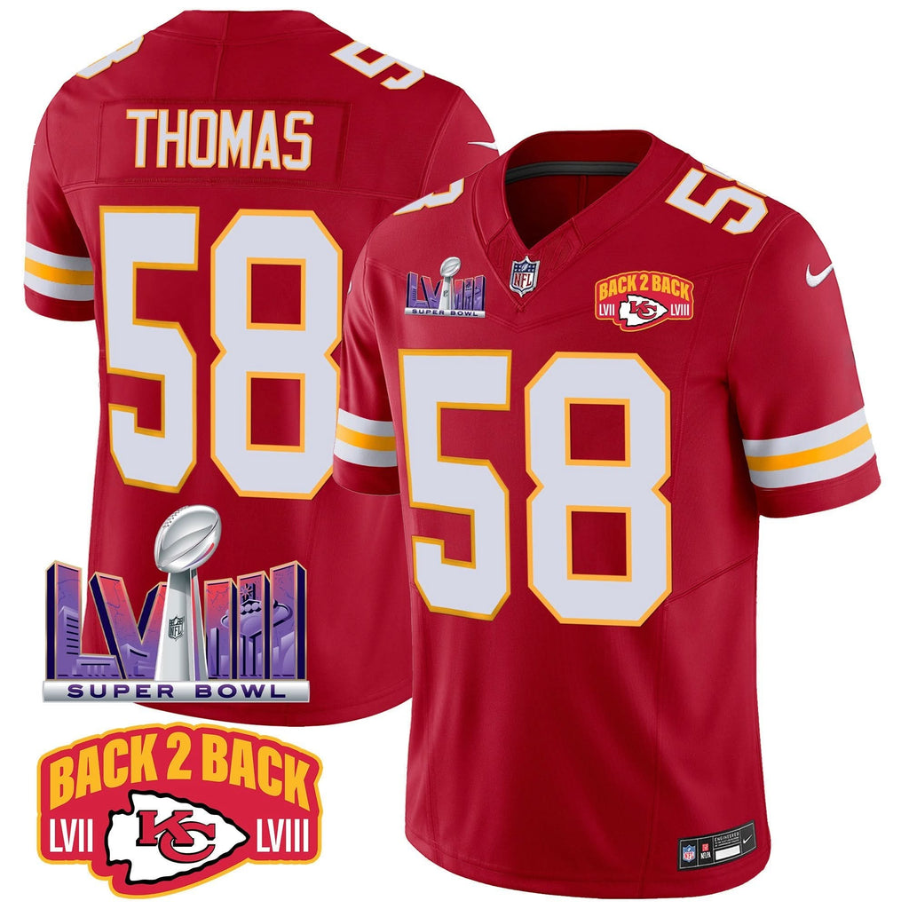 KC Super Bowl LVIII & Back 2 Back Patch Vapor Jersey