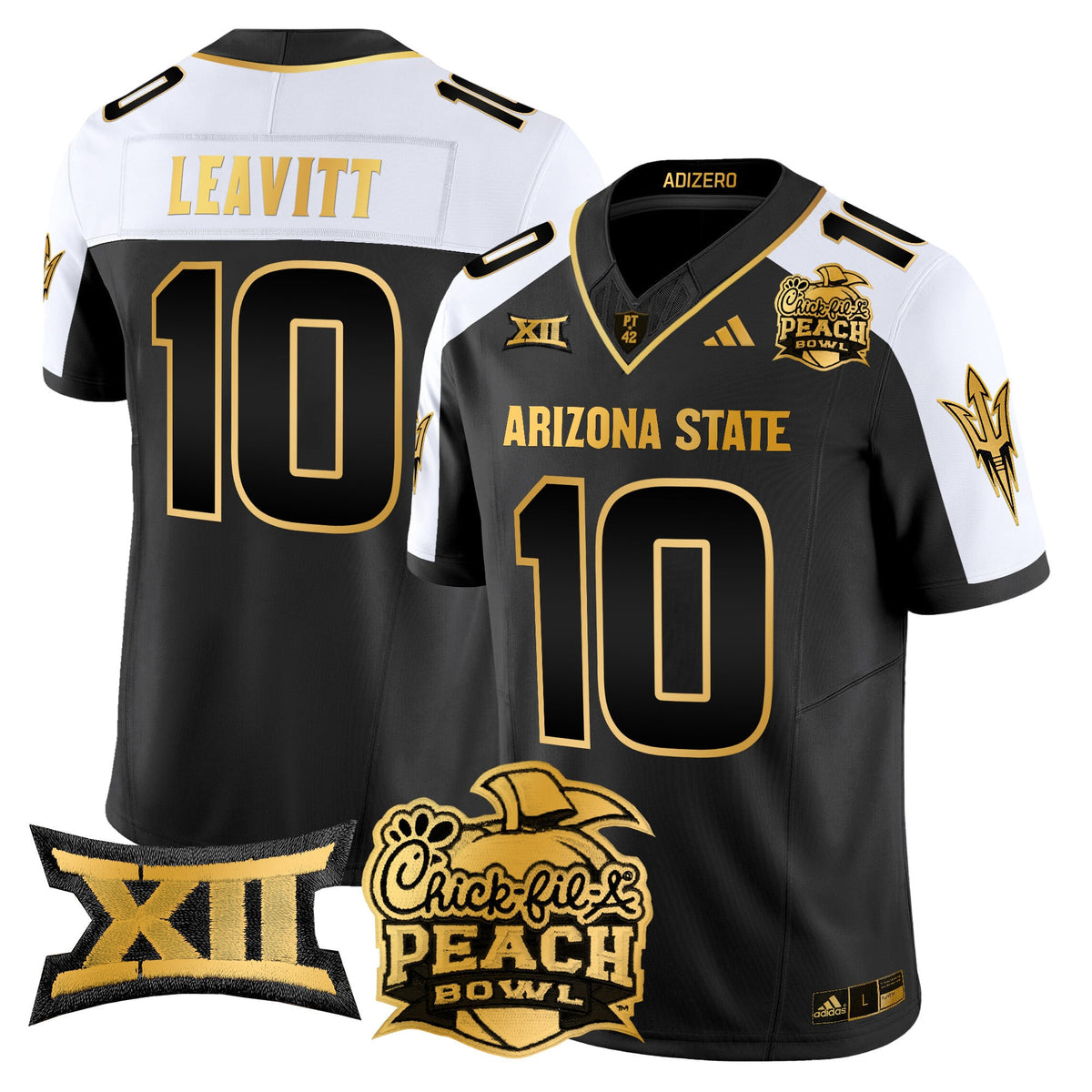 Men's Arizona State Sun Devils 2025 Peach Bowl Gold Vapor Limited Jersey V2 - All Stitched