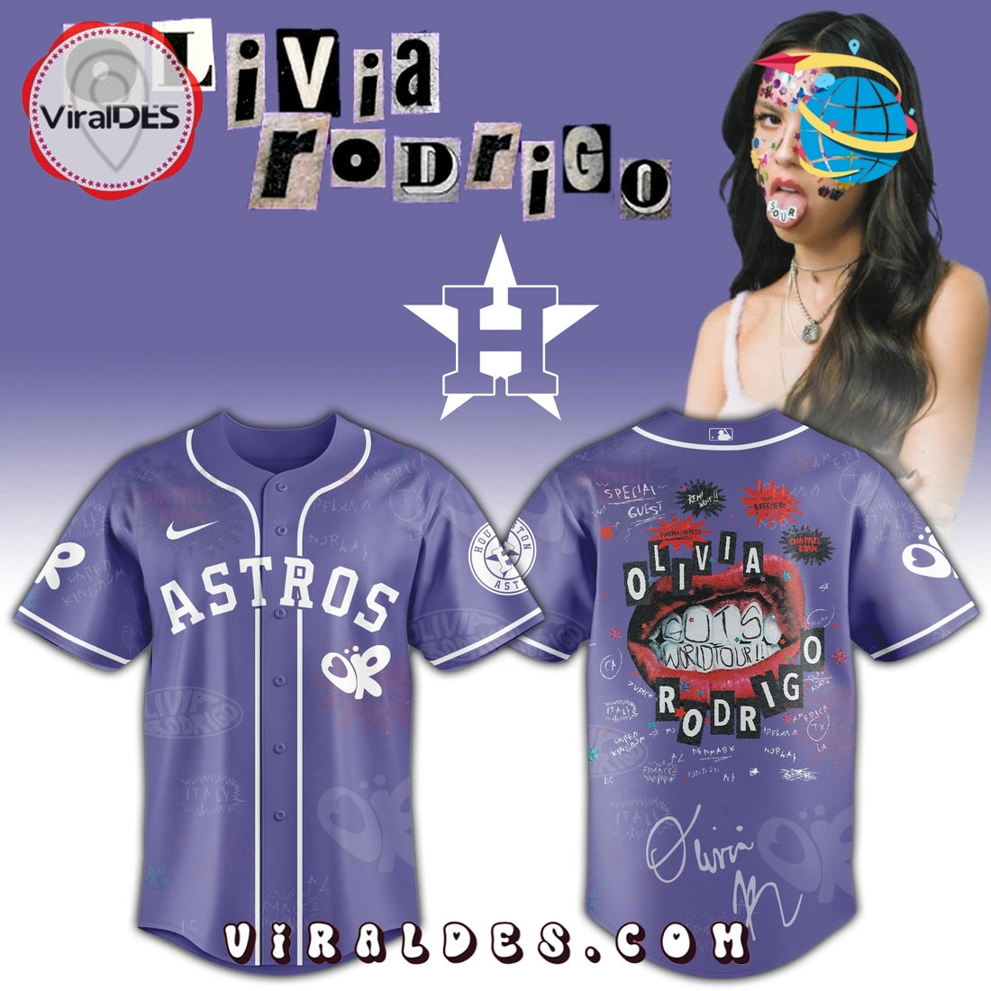 Houston Astros MLB x Olivia Rodrigo Guts World Tour Jersey