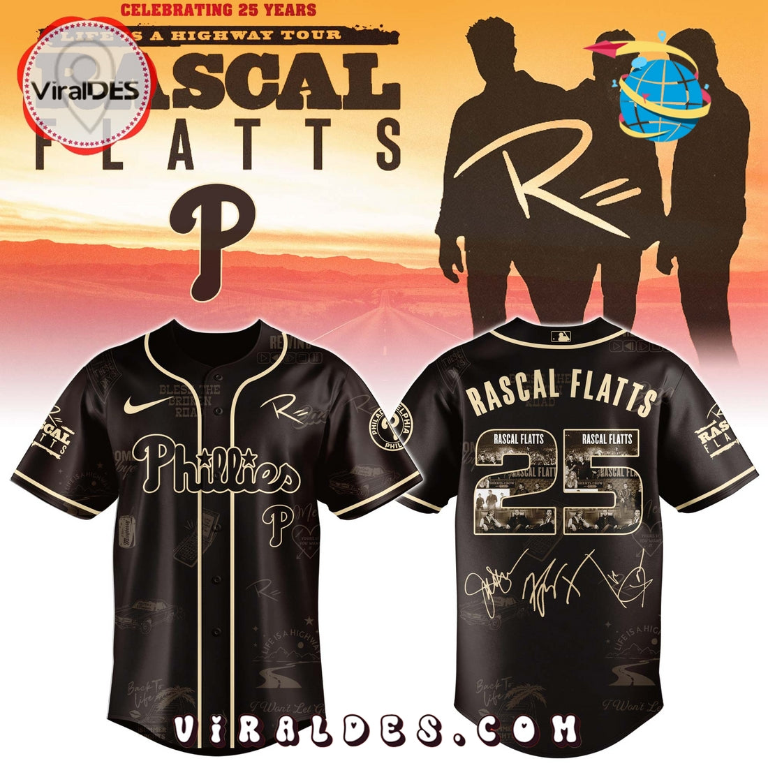Philadelphia Phillies MLB x Rascal Flatts Life Is a Highway Tour Jersey